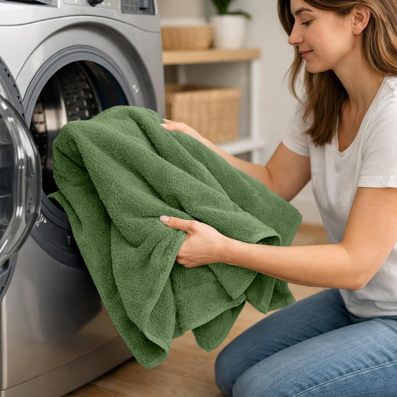 Riverside Pack of 2 Extra Large Bath Sheets 35 x 70 Inches - 100% Ring Spun Cotton Hotel Quality Oversized Bath Towels - Super Soft, Highly Absorbent & Quicker to Dry - Sage Green - Image 4